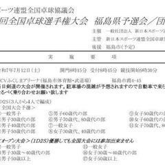 ★第61回全国卓球選手権大会 福島県予選会 団体戦★新スポ連全国卓球協議会 - 福島市