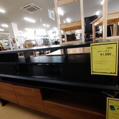 ジモティ割有り‼️【D244】TV台 ガラス扉  黒  ※天板凹みあり