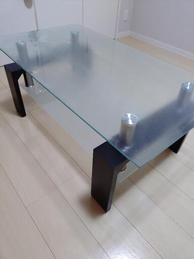 美品　ガラステーブル　ローテーブル