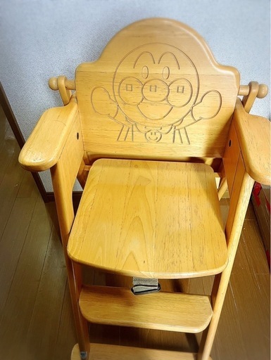 廃盤希少品‼️　アンパンマン 木製 ベビーチェア テーブル付　ピノチオ　アガツマ製