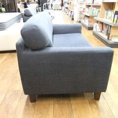 ② 2人掛け ソファ 布製 INTERIOR CENTER 長椅子 ソファー ２P ネイビー ファブリック 札幌市厚別区 厚別店の画像