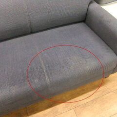 ② 2人掛け ソファ 布製 INTERIOR CENTER 長椅子 ソファー ２P ネイビー ファブリック 札幌市厚別区 厚別店の画像