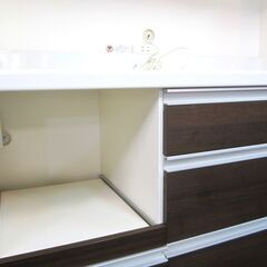 パモウナ 食器棚 キッチンボード キッチン棚 キッチン収納 キッチン家具 ハイカウンター ダイニングボード レンジボード 幅120㎝×奥行50㎝×高さ197.5㎝ 配達可の画像