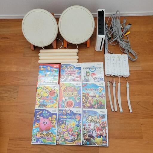 wii本体　ソフト9本　太鼓バチ付き
