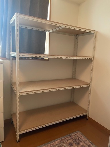 【美品・解体可能】木製ボードスチールラック4段／幅120