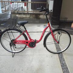 超美品Maruishi 丸石自転車26インチ赤6段変則オートライト