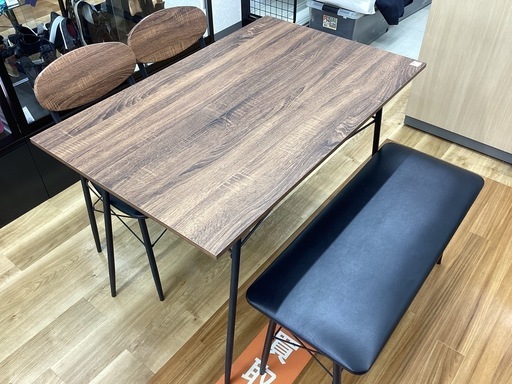 【取りに来られる方限定！！】ダイニング4点セット　ブラウン×ブラック