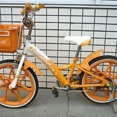 子ども用自転車 ジュニアサイクル 18インチ 変速無し オレンジ×白 カゴ付き 反射板付き ライト無し 切り替え無し 札幌市 中央区 南12条店の画像