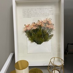 Francfranc 非売品 ピンクの造花アート お洒落アートボードの画像