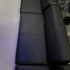 リコメン堂 ソファ 3人掛け 北欧 おしゃれ リクライニング こたつ使用可 フロアソファ ブラック PVCの画像