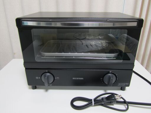 アイリスオーヤマ  オーブントースター 2枚焼き 温度調節3段階 トレー付 1000W ブラック