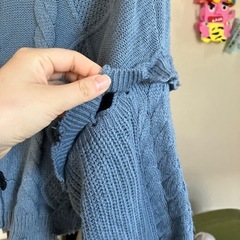 ブルーニット　ぽわん袖の画像