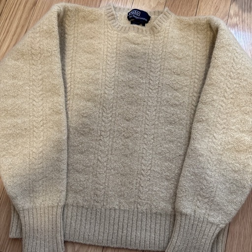 ポロラルフローレンセーターベージュサイズS厚手 ウール100% 美品 