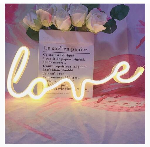ネオンラブサインライト LED ラブ 装飾用 ランプアート LOVE 暖かい白