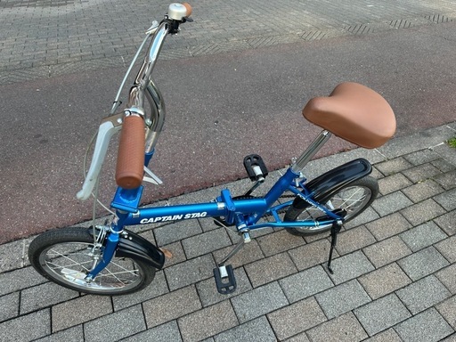 ★美品★16インチ　CAPTAIN　STAG　シングルギア折り畳み自転　ブルー
