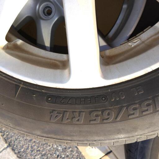 ダイハツ純正　アルミホイール付きタイヤ、ブリジストン（4本）155 65R14