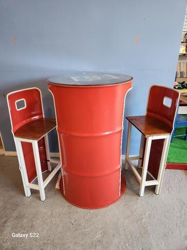 ドラム缶　縦型テーブルセット
