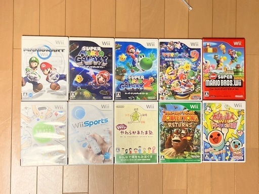 【Wii 本体セット】マリオカート・太鼓の達人 等ソフト10本セット&タタコン