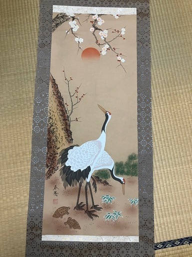 春陽掛軸中古鶴骨董品