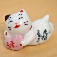 猫の箸置き 4個セット 招き猫 福夢 満福 来福 笑福 陶製 陶器 キッチン用品 置物の画像