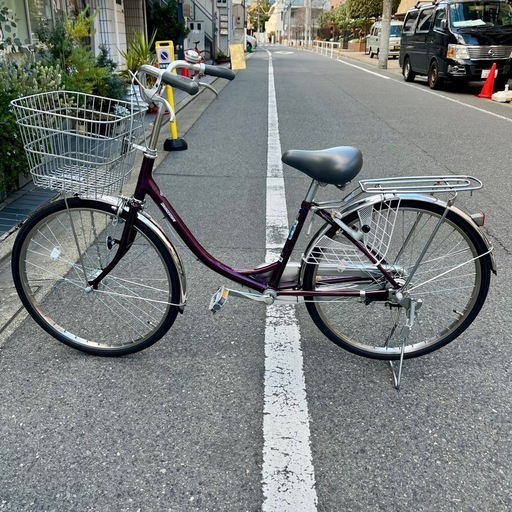 《売約済》【武蔵小山店】 BRIDGESTONE ブリジストン ブリヂストン シティサイクル 自転車 ママチャリ 一般自転車 パープル 鍵3本 オートライト 24インチ プロムナード