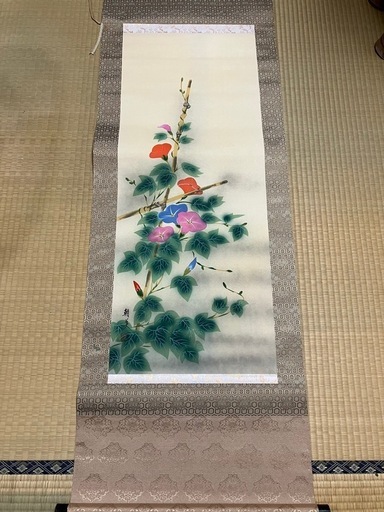朝顔掛軸中古骨董品