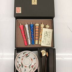 【未使用】和ろうそく ろうそく 絵柄付き ろうそく立て セット