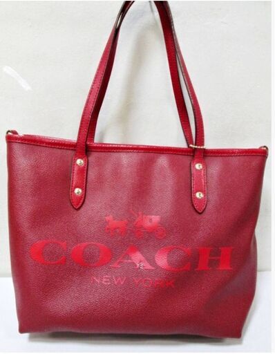 COACH　トートバッグ　ハンドバッグ　2WAY　ショルダーバッグ　F36588　レッド　シンプル　フロントロゴ　コーチ