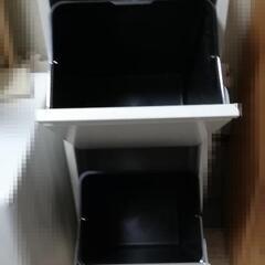 スチール ダストボックス 薄型 ゴミ箱 スタイリッシュ スリム ホワイト  2分別の画像