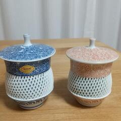 有田焼　琴峰窯　網目透かし　蓋付き　夫婦湯呑み　美術品　日本茶の画像