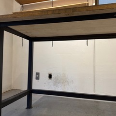 無垢材　鉄脚　作業テーブルの画像