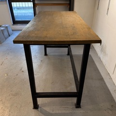 無垢材　鉄脚　作業テーブルの画像
