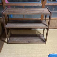 3段木製靴棚の画像