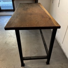 無垢材　鉄脚　作業テーブルの画像