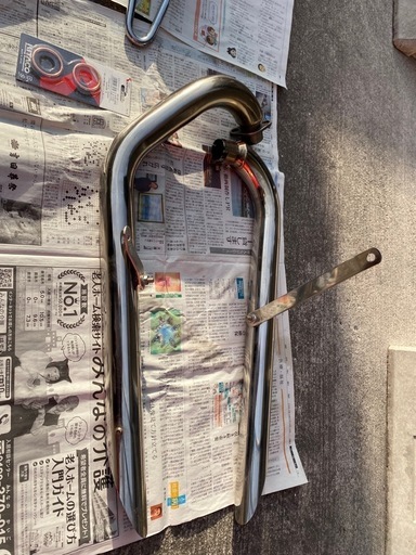 Ｖツインマグナ 1994年製用 ステンレススラッシュカットマフラー＆シーシーバー