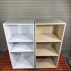  「カラーボックス 2個セット（白＆ベージュ）30×42×88c...