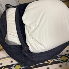 無印 人をダメにするソファ(大)　綿デニム ネイビー の画像