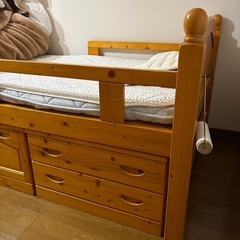 天然木　木製　シングルベッド