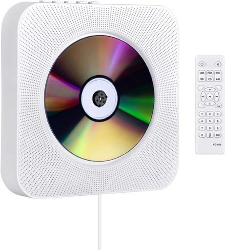 1台多役★CDプレーヤー 置き型 壁掛け式 bluetooth ポータブル CD ラジオ USB再生 卓上 LEDディスプレイ