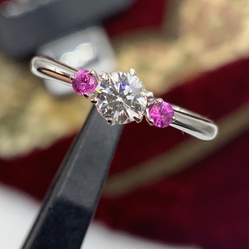 Pt950 プラチナ950 ダイヤモンド　リング　2.8g D0.28ct ピンクサファイヤ　0.06ct