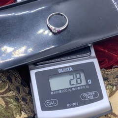 Pt950 プラチナ950 ダイヤモンドリング2.8g D0.28ct ピンクサファイヤ 