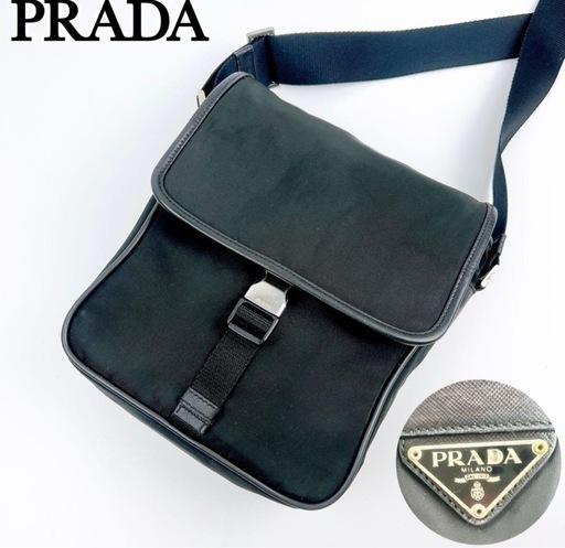 【極美品】 PRADA プラダ ブラック ナイロン ショルダーバッグ