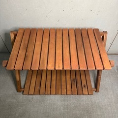 【796】折りたたみ式天然木テーブル 二段の画像
