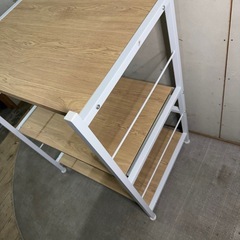 【799】3段キッチンラック ナチュラル木目 ホワイトの画像