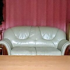 たぶん合成皮革のソファです