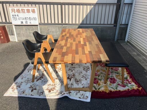 ダイニングテーブルセット★チェア2脚★ベンチシート