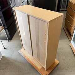 【超美品‼️】77cm幅キャビネット カップボード 食器棚 コレクションケース 収納家具 木目調ライトブラウン♪の画像