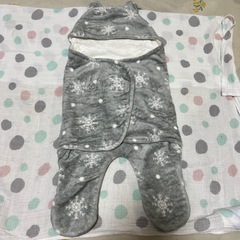 ベビーアフガン足入れ付き　グレー　美品