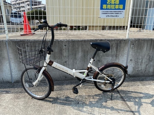 ランドスケープ 折りたたみ自転車 中古 ペールホワイト 20型 外装6段変速
