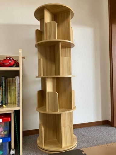 APPOLYN本棚 回転式本棚 4段 直径40CM*高さ128CM A4紙が入る高
